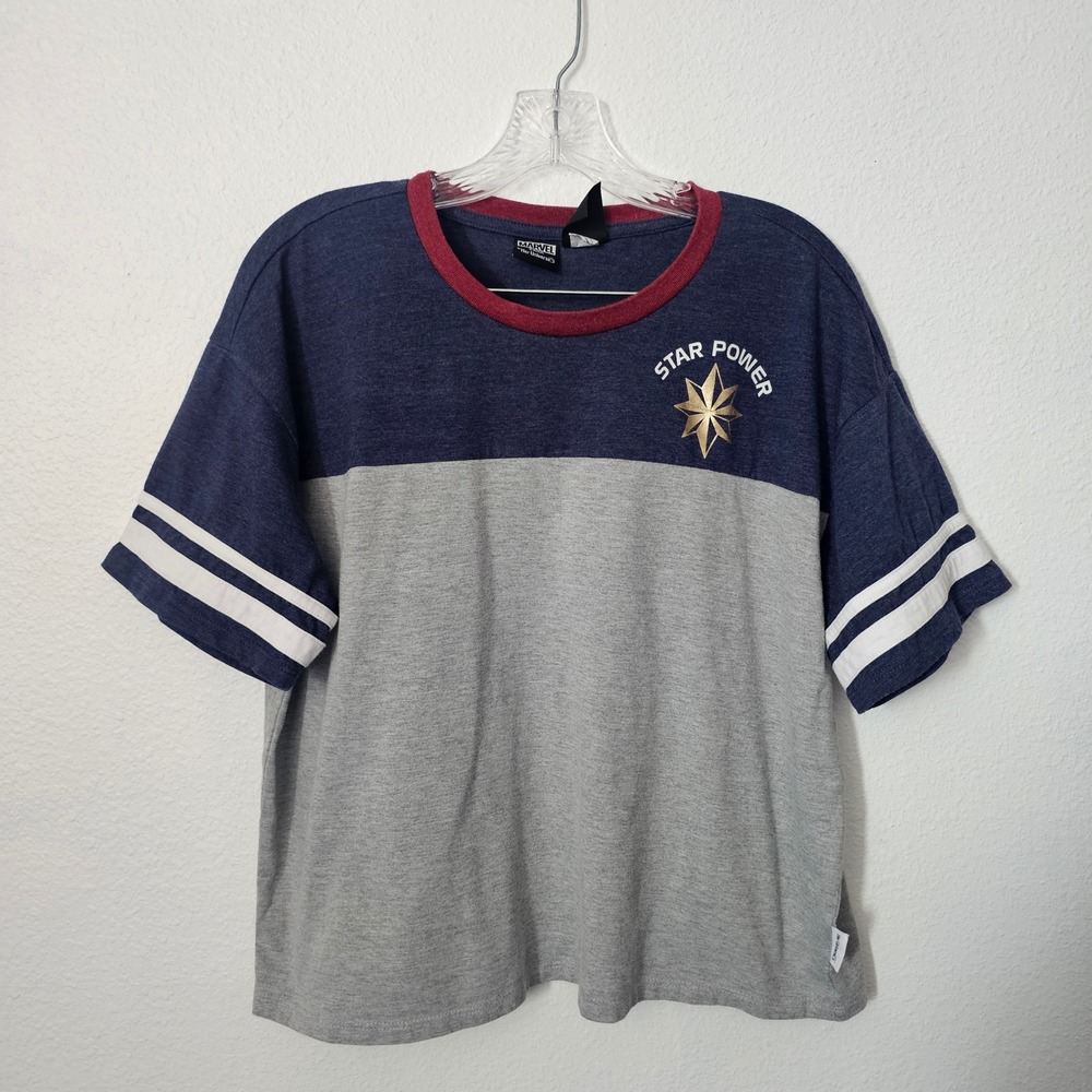 Marvel by Her Universe Captain Marvel Star Power Colorblock Ringer Tee Large